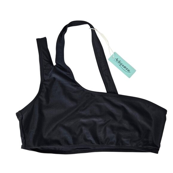 Womens XL Black & White Palm Tree High Waisted Bikini Set Asymmetric Top Sexy - Picture 4 of 7